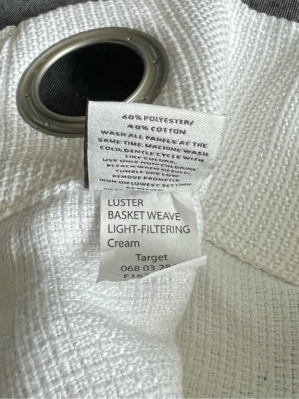 NWT Project 62 Luster Basket Weave Light Filtering Curtain Panel- Cream 63”x50”